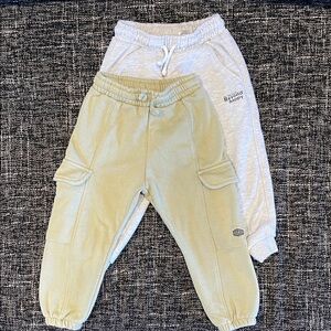 Zara Kids Light Green and Gray Jogger Sweat Pants Set
